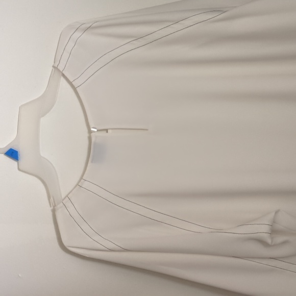 3/4 sleeve white with black pin stripe accents. - Picture 4 of 5